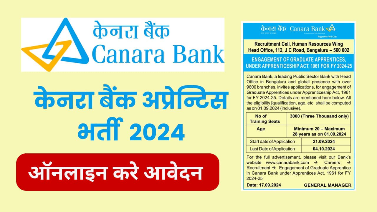 Canara Bank Apprentice Recruitment 2024